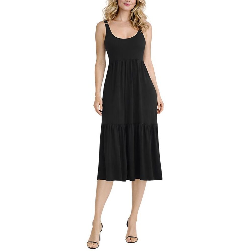 Tash + Sophie Womens  Sleeveless Ity Tiered Maxi Dress, Black